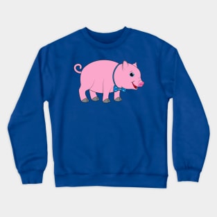 Cute Cartoon Pig in a Bow Tie Crewneck Sweatshirt